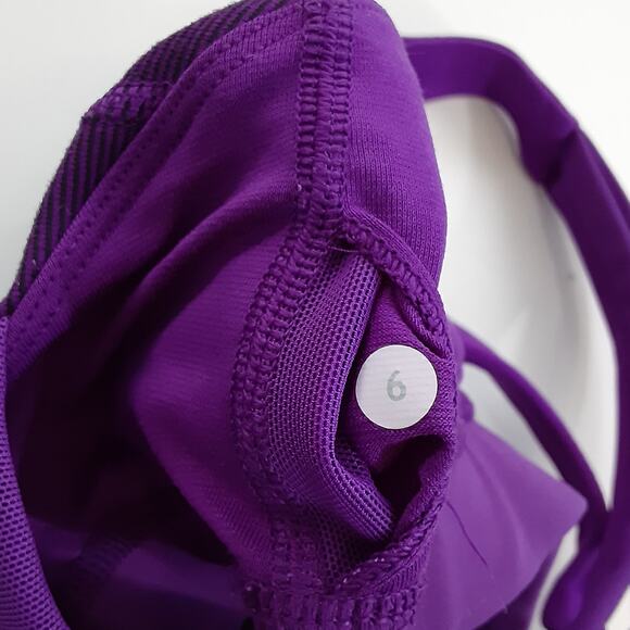 Lululemon Enhearten Tank Top Stripe Tender Violet Black Womens 6 Athletic FLAWED - Picture 7 of 12